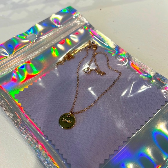 Gold KARMA word pendant necklace with gold filled hardware. Handmade. - Picture 2 of 6